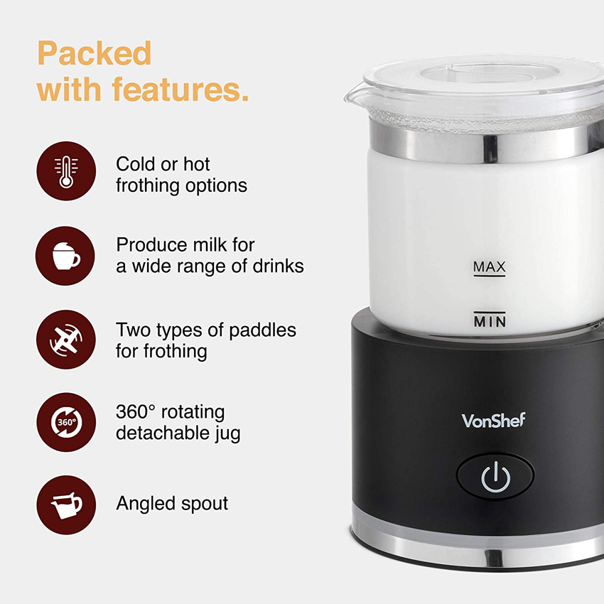 VonShef Automatic Milk Frother Machine (Glass)